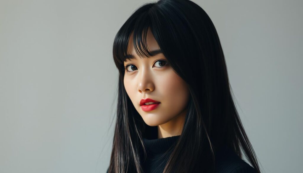 A confident, young Japanese woman with glossy black hair stands tall, her gaze unwavering. She embodies self-assuredness, her posture exuding a natural leadership presence. The lighting is soft and flattering, casting gentle shadows that accentuate the planes of her face. The background is a serene, minimalist setting, allowing the subject to be the focal point. Her expression conveys an inner strength and self-acceptance, reflecting the themes of self-affirmation and independent spirit. The overall tone is one of poise, authenticity, and a quiet, effortless authority. A confident, young Japanese woman with glossy black hair stands tall, her gaze unwavering. She embodies self-assuredness, her posture exuding a natural leadership presence. The lighting is soft and flattering, casting gentle shadows that accentuate the planes of her face. The background is a serene, minimalist setting, allowing the subject to be the focal point. Her expression conveys an inner strength and self-acceptance, reflecting the themes of self-affirmation and independent spirit. The overall tone is one of poise, authenticity, and a quiet, effortless authority.
