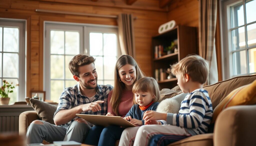 A quaint family home, illuminated by warm natural light filtering through large windows. In the cozy living room, three siblings - a young man, woman, and child - engage in a lively discussion, their body language and facial expressions conveying a sense of unity and shared responsibilities. The eldest sibling, a responsible and caring young adult, sits with the younger ones, guiding and supporting them while they collaborate on a project. Subtle details, such as a family photo or shared hobby, create a sense of togetherness and strengthen the narrative of their familial bond. The overall scene radiates a harmonious atmosphere, capturing the nuances of sibling dynamics and the gentle balance they strive to maintain.