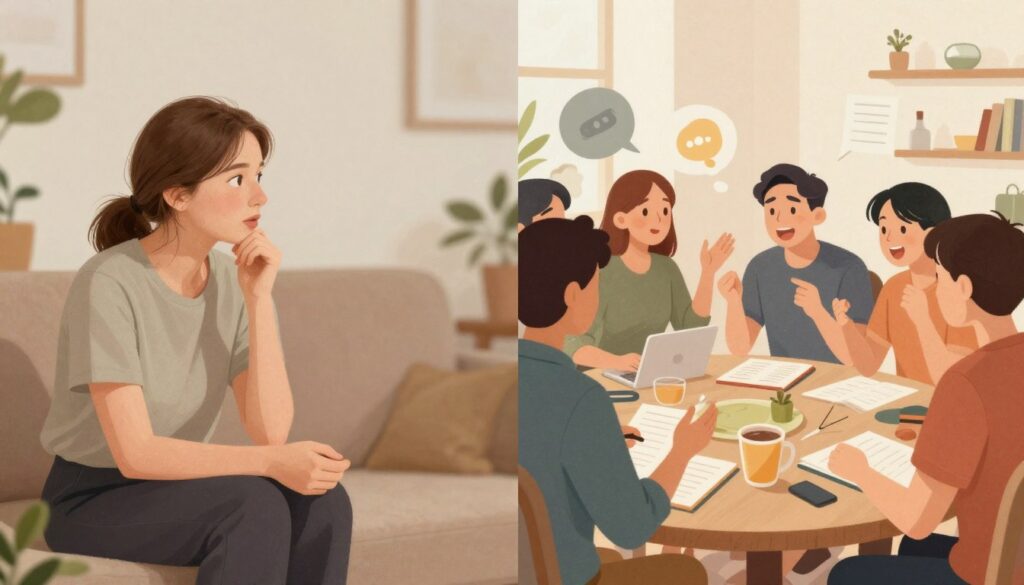 対照的なコミュニケーションスタイルを表現する図