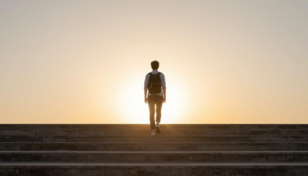 自己成長と発展をイメージさせる希望に満ちた風景