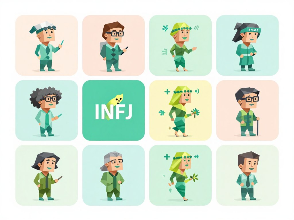 MBTI16タイプの性格診断を示すイラスト MBTI16タイプの性格診断を示すイラスト