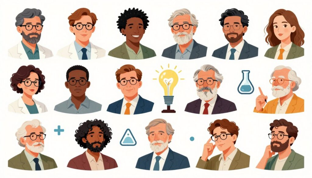 様々な分野で活躍する人々を表現するコラージュ風イメージ