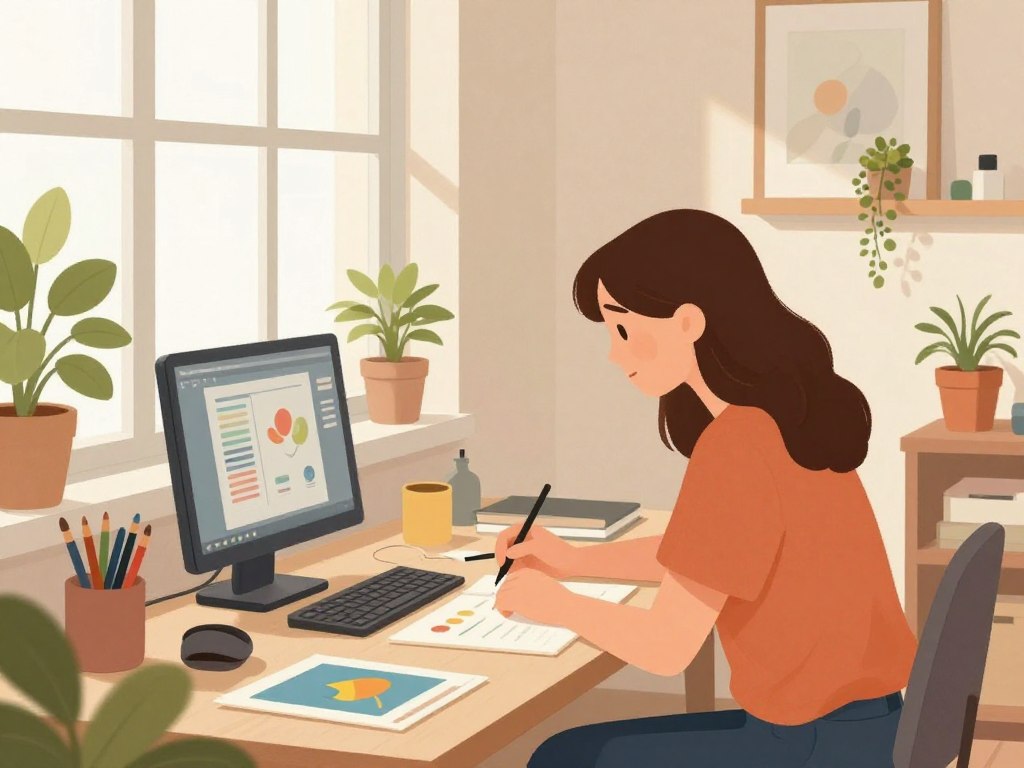 INFP-Aが創造的な仕事をしているイメージ INFP-Aが創造的な仕事をしているイメージ