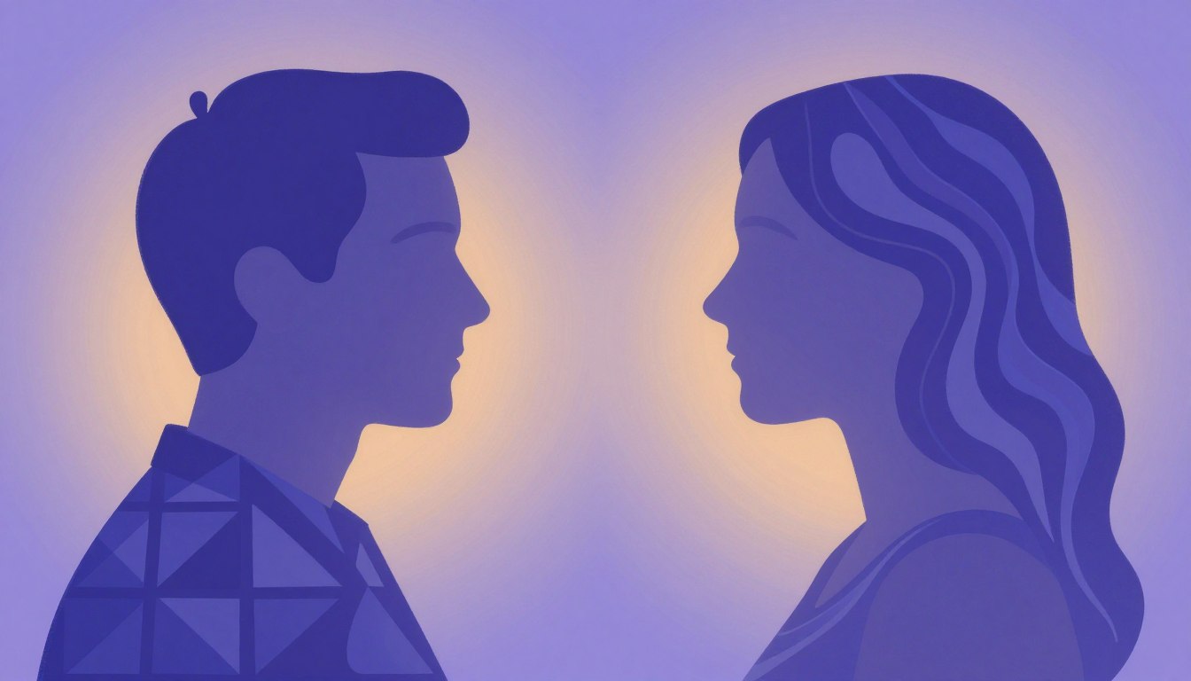 INTPとINFJの相性を象徴する二人のシルエット