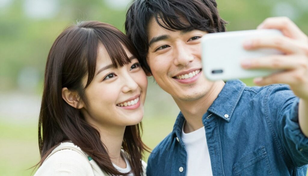 恋愛に成功した幸せなカップル