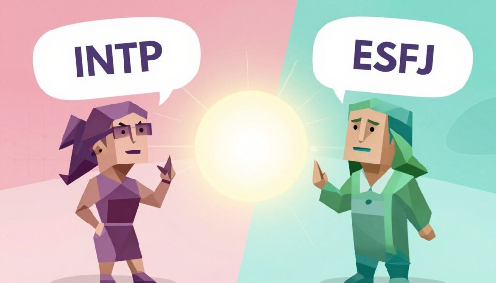 INTPとESFJの衝突を表すイメージ