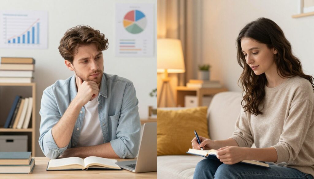 対照的な二つの性格タイプの違いを視覚的に表現