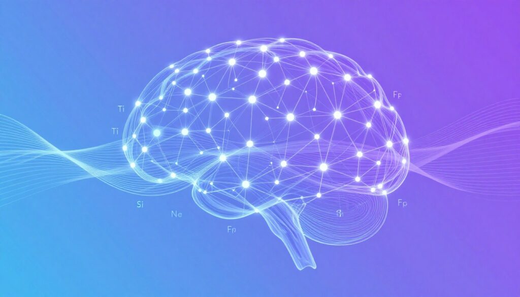 認知機能と脳の働きを表現した抽象的なイラスト