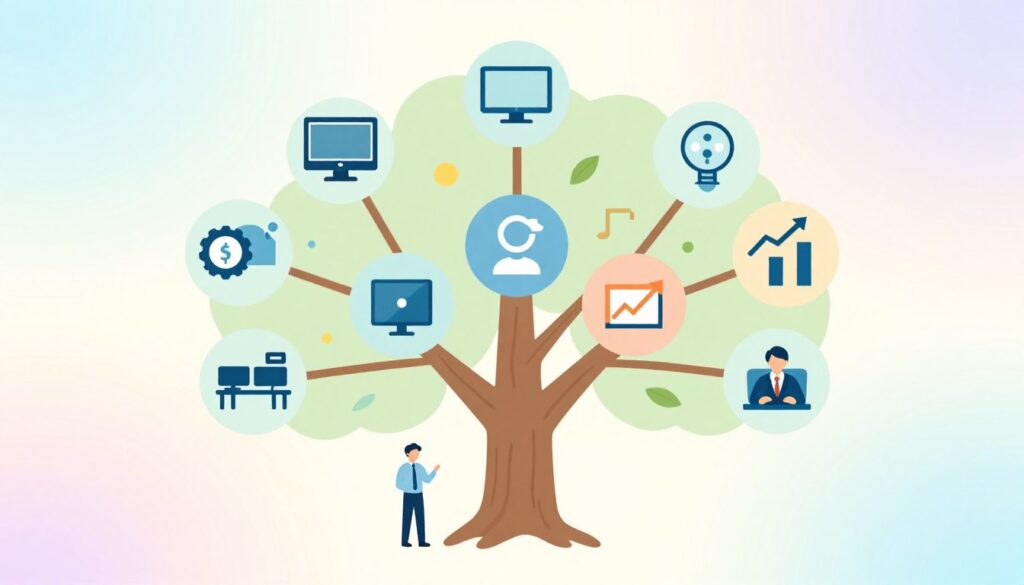 様々な職業の選択肢を表現したイラスト