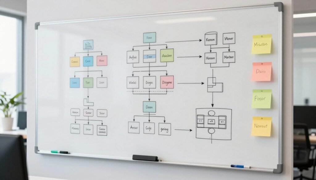 システム設計図とホワイトボード