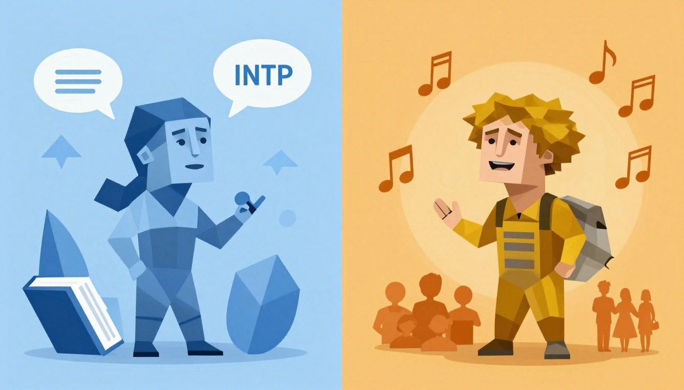 INTPとESFPの性格タイプを表す抽象的なイラスト