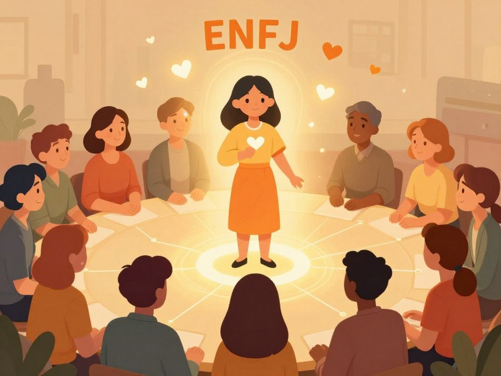 ENFJ主人公タイプの特徴を示すイラスト