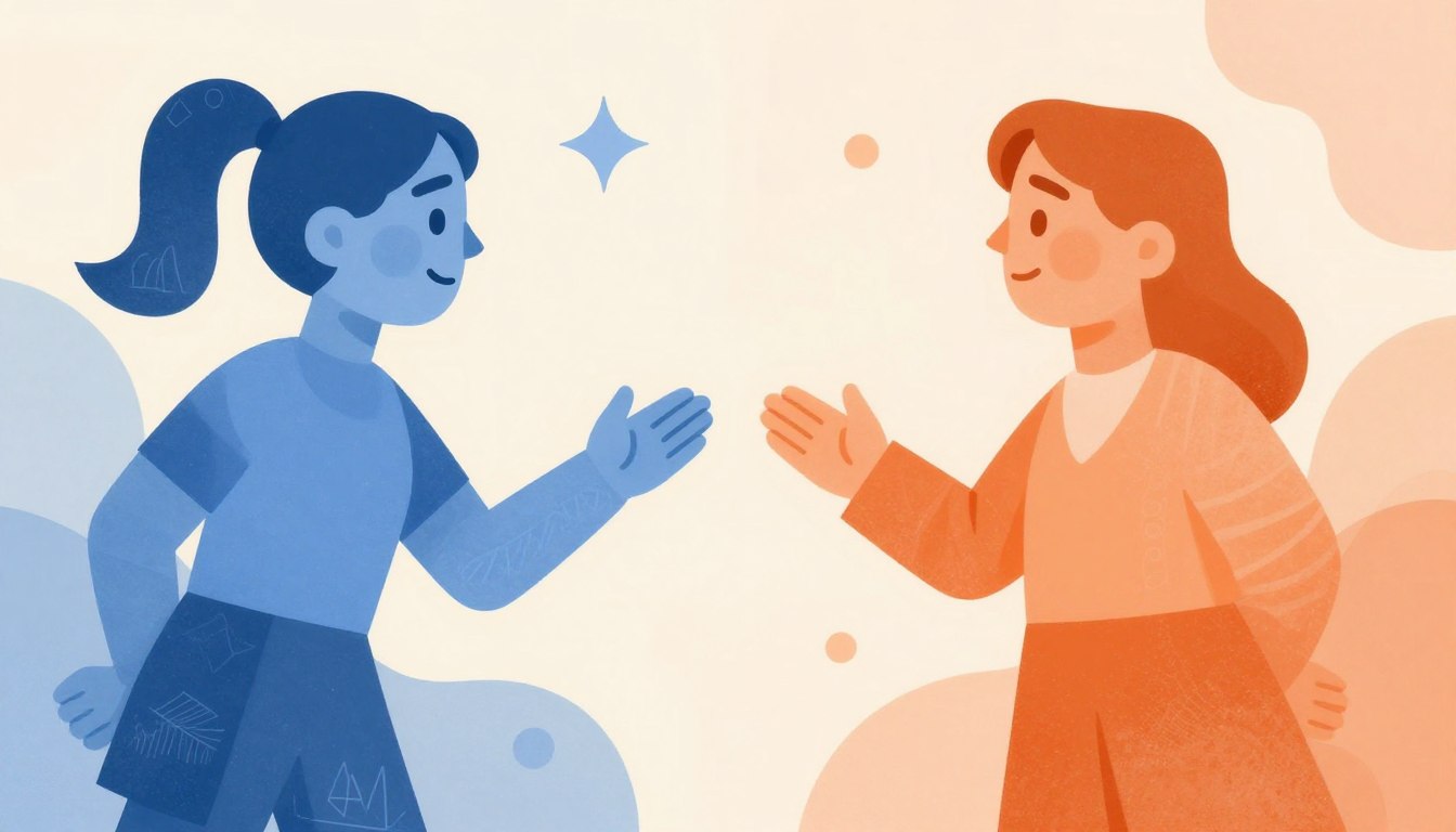INTPとENFJの性格タイプを表現した抽象的なイラスト
