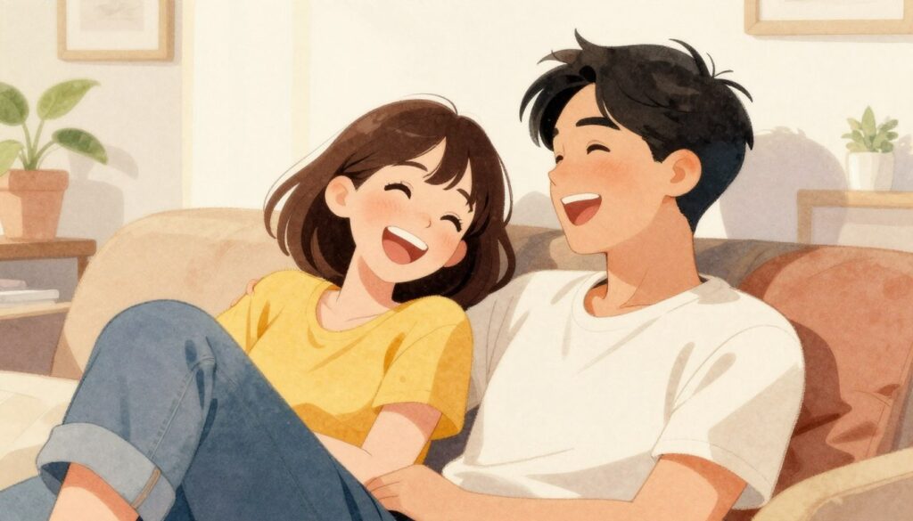 上手くいっているカップルの幸せな瞬間