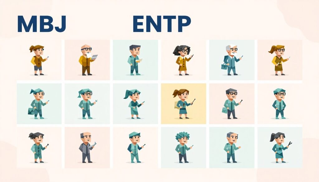 MBTI 16タイプの中でENTPの位置づけを示す図解