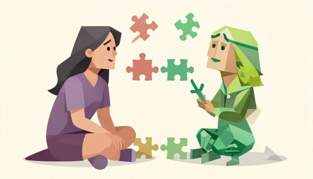 ENTPとINFPカップルが課題に向き合う様子