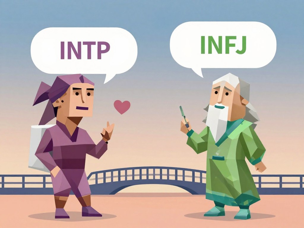 INTPとINFJが互いに理解し合いながらコミュニケーションをとっている様子
