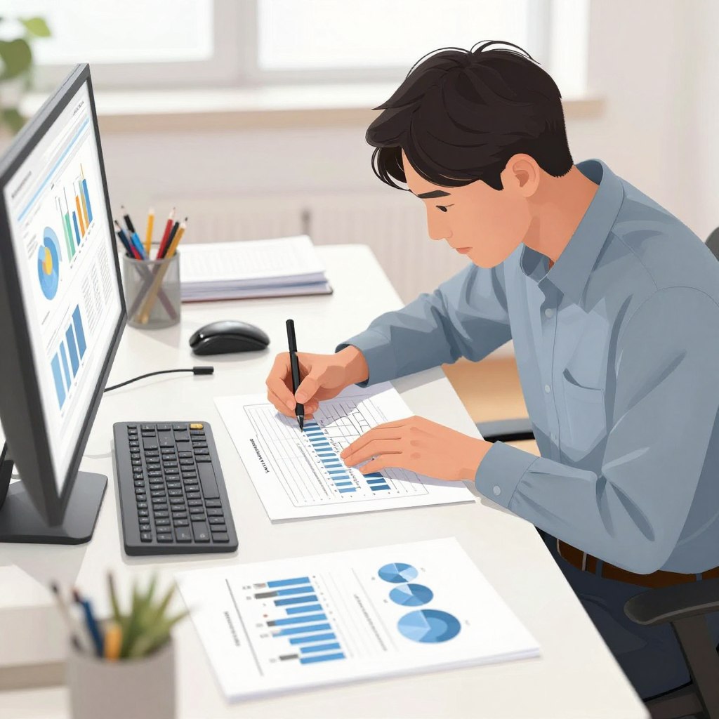 S型の人が丁寧に仕事をしている様子