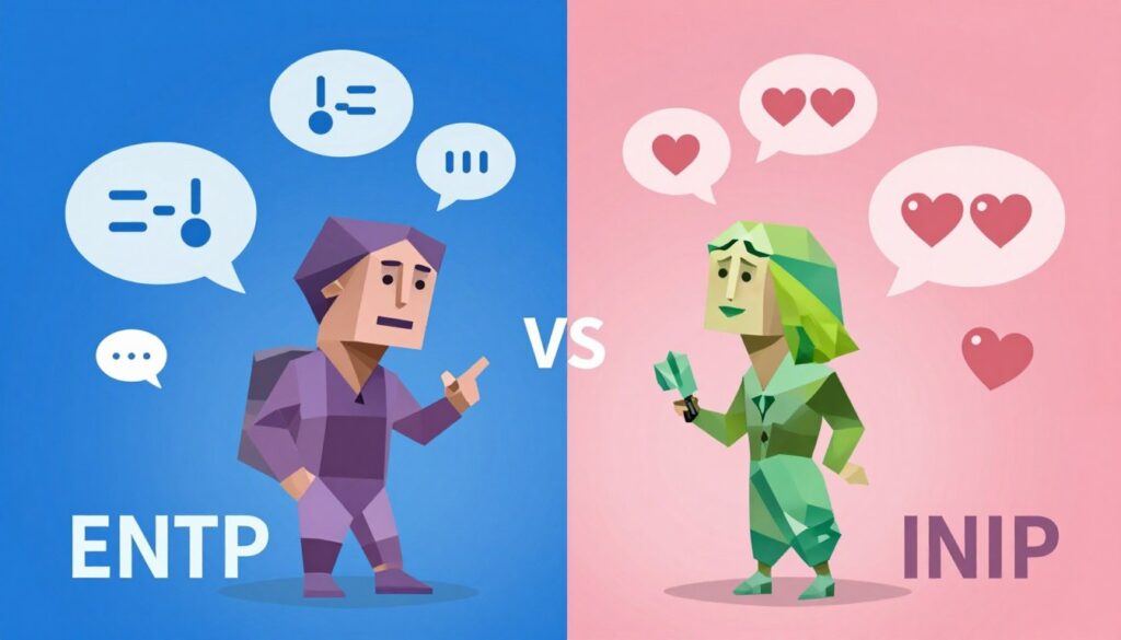 ENTPとINFPのコミュニケーションスタイルの違いを表すイメージ