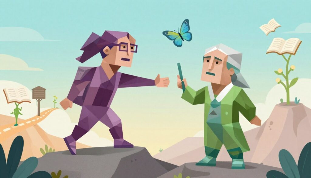 INTPとENFJがお互いの成長をサポートする様子