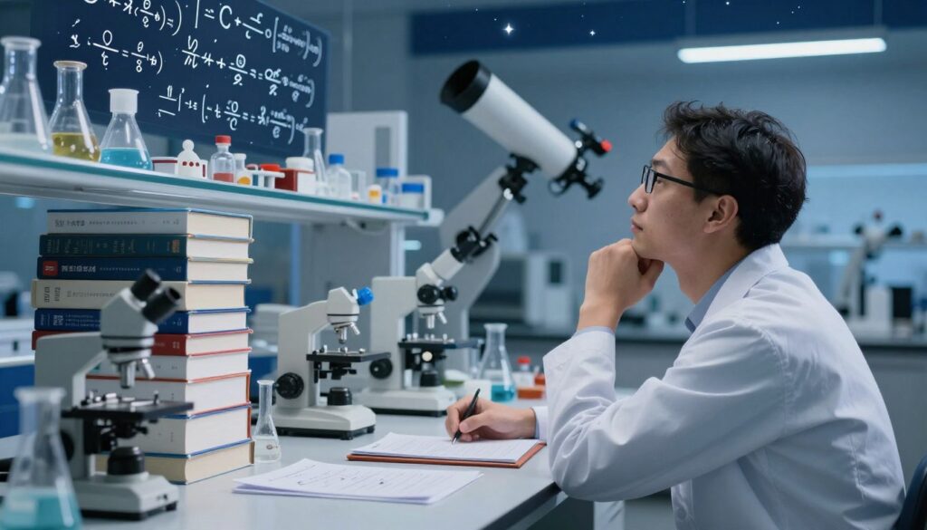 INTP論理学者タイプの探究心と理論的思考を表現したイメージ