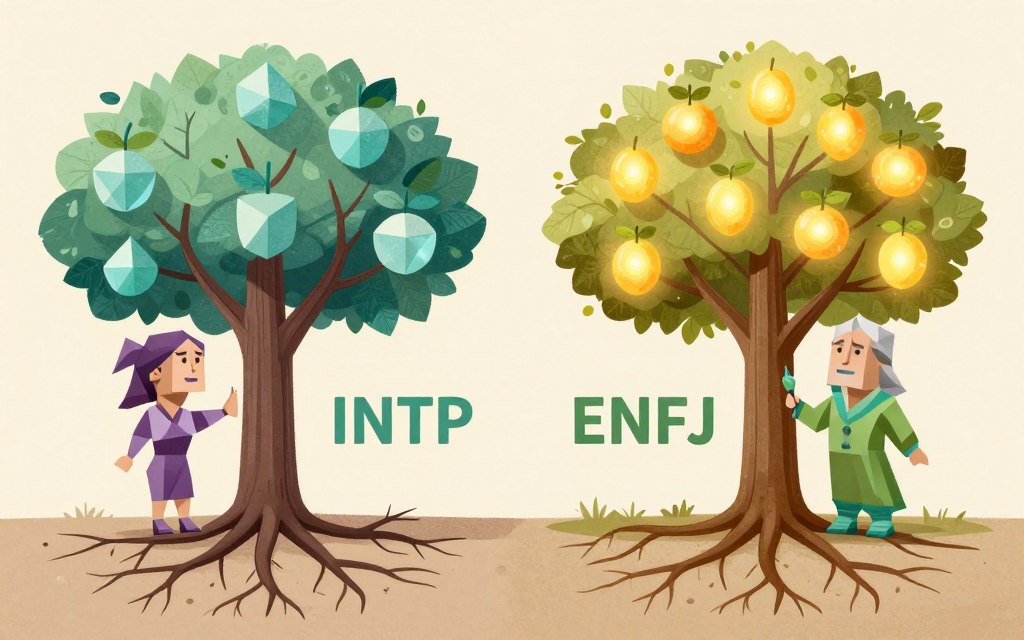 INTPとENFJの価値観の違いを表現した図