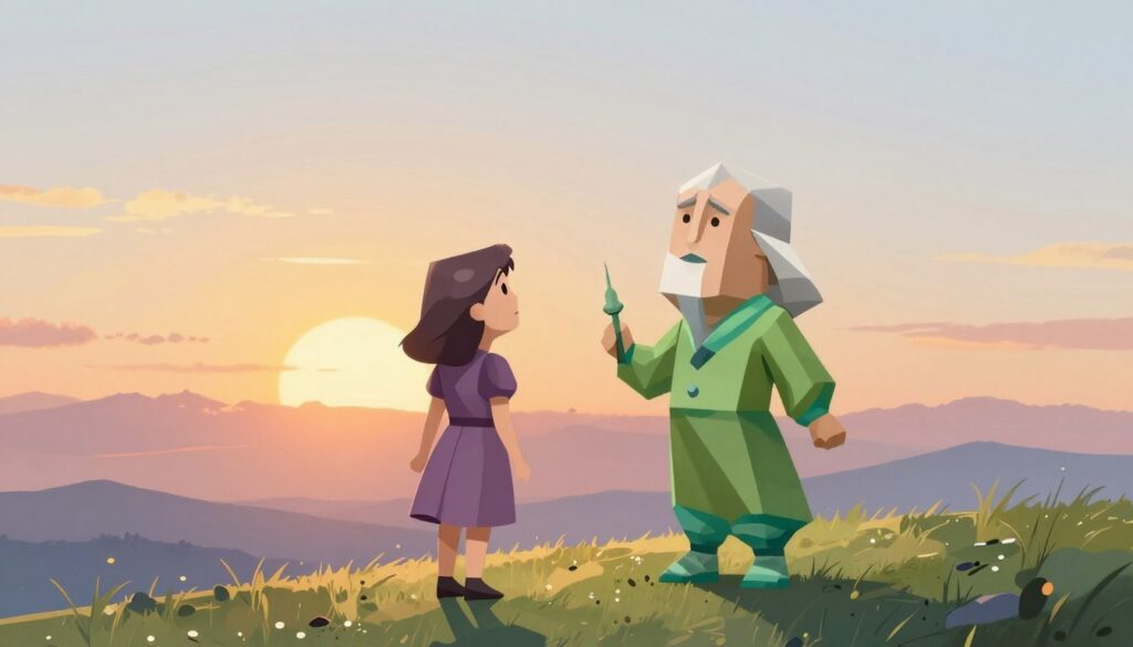 INTPとINFJが共に理想の未来を見つめている様子、希望に満ちた風景