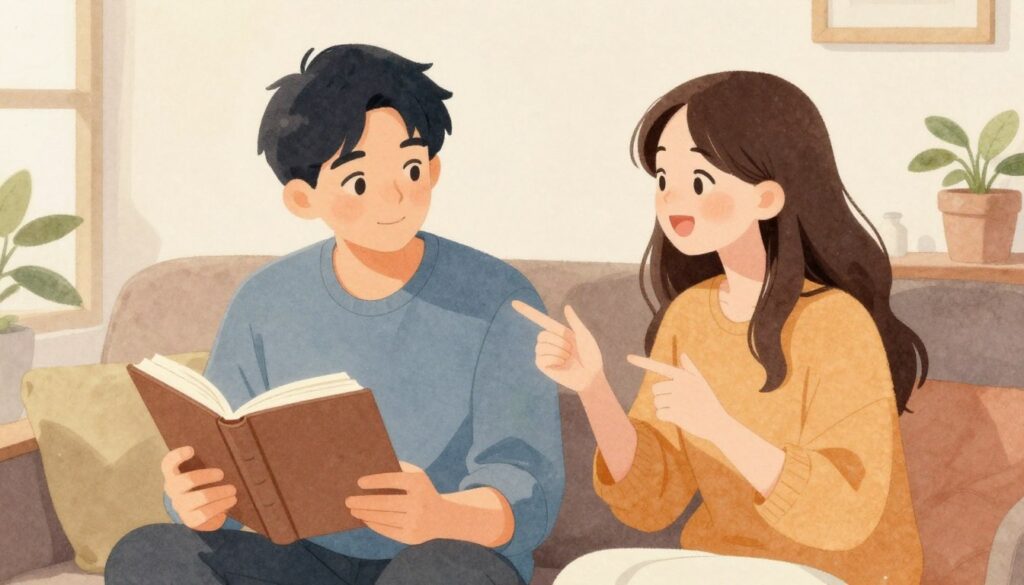INTPとENFJカップルの日常を表現したイラスト