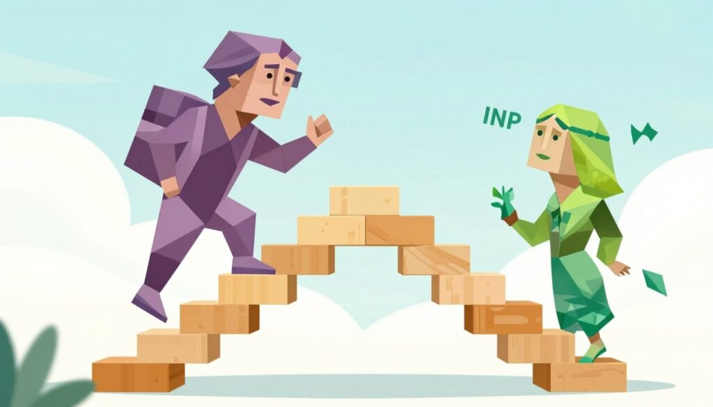ENTPとINFPカップルが実践的なアクションを起こす様子