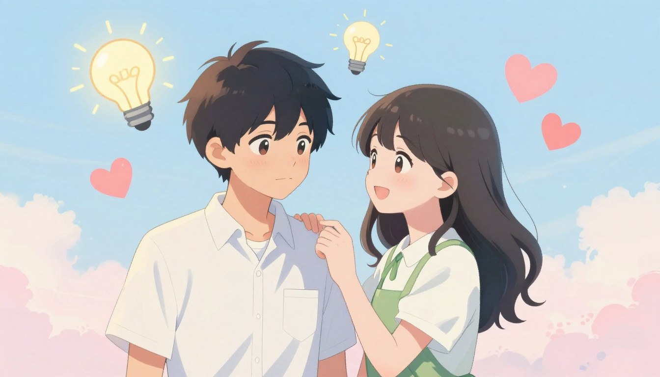 ENTP×INFPカップルが寄り添う温かいイメージ