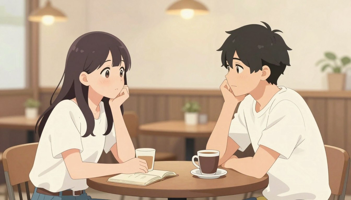 INTPとINFJのカップルが穏やかに会話している様子
