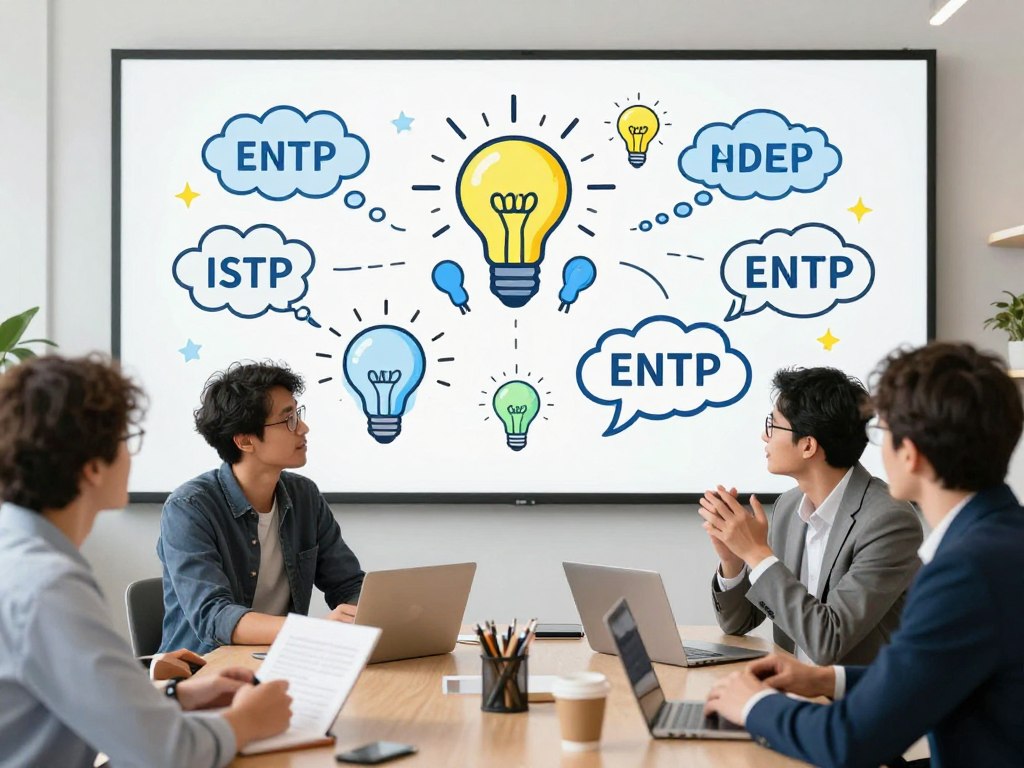 ENTP討論者タイプの革新性と議論好きな性格を表現したイメージ